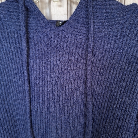 PrettyGarden Hoodie Sweater Dress SzS Blousey Top/Fitted Skirt Navy Blue Knit - Picture 2 of 8